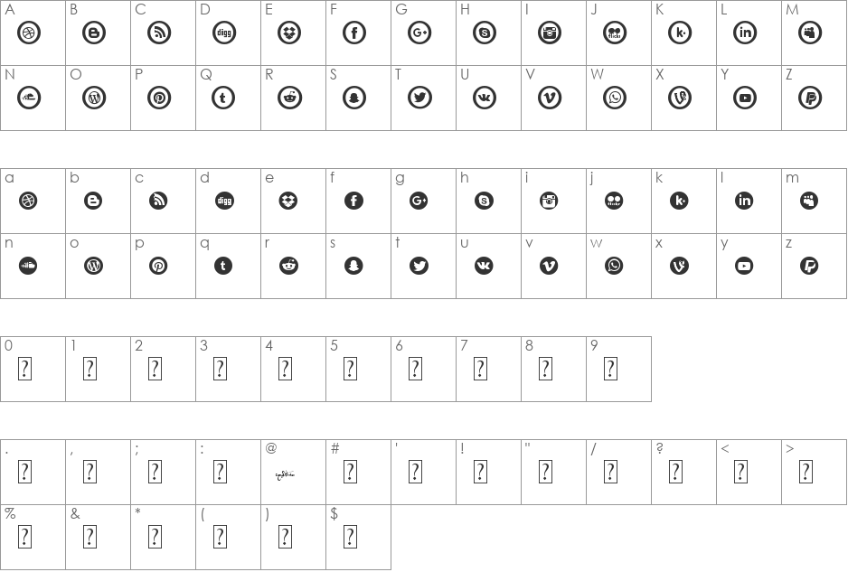 Social Circles font character map preview