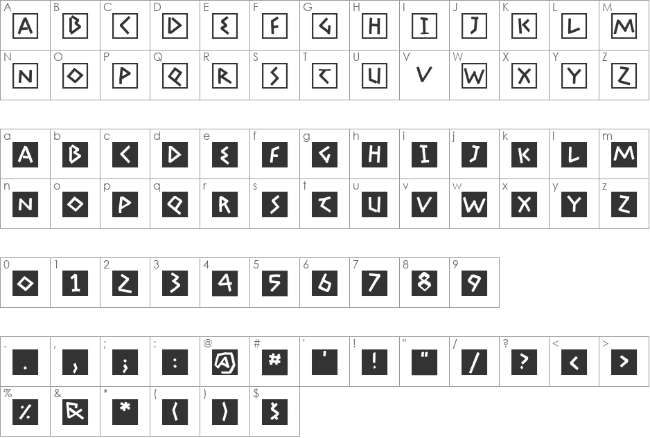 AdonisGreekSquares font character map preview