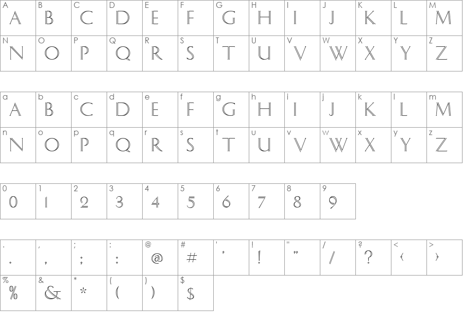 Socrates font character map preview