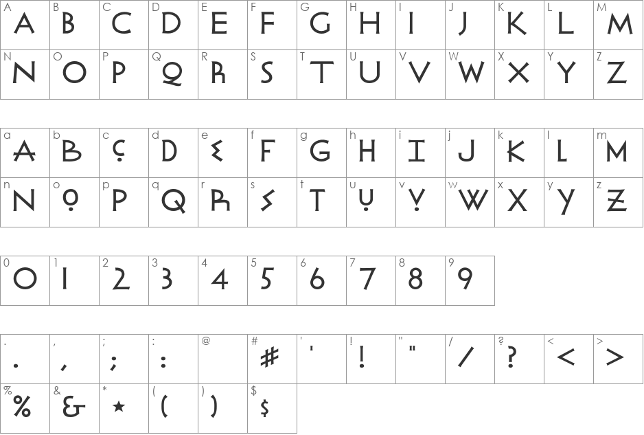 Socrates font character map preview
