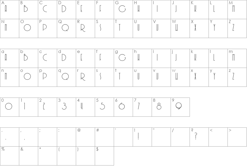 Soerjaputera font character map preview