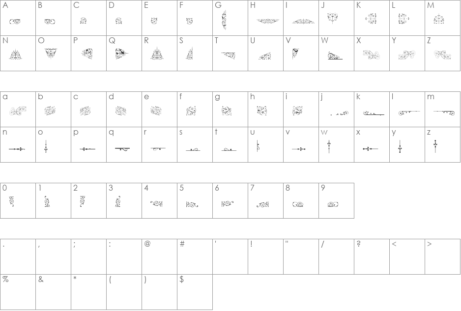 Soft Ornaments Eight font character map preview