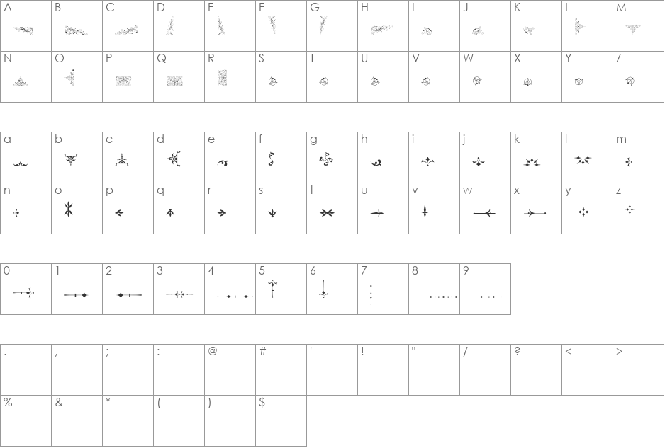 Soft Ornaments Five font character map preview