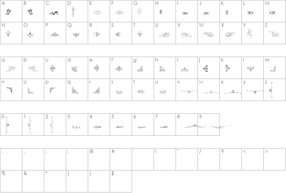 Soft Ornaments Two font character map preview