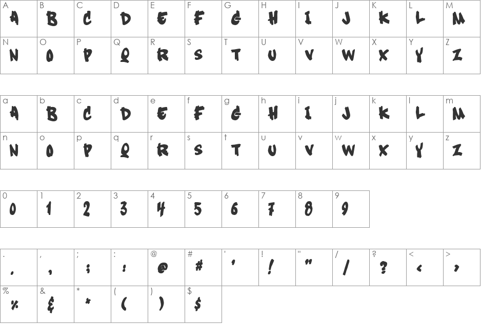 Soft Sugar plain font character map preview