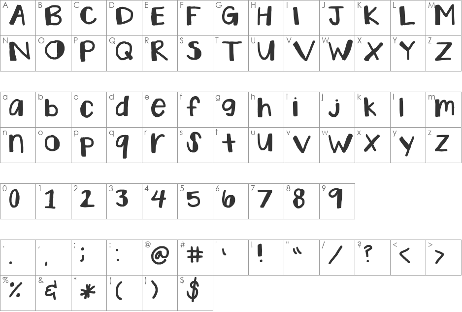soheezy font character map preview