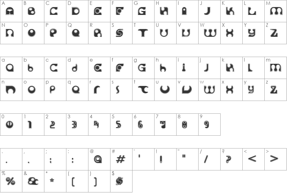 Solange  font character map preview