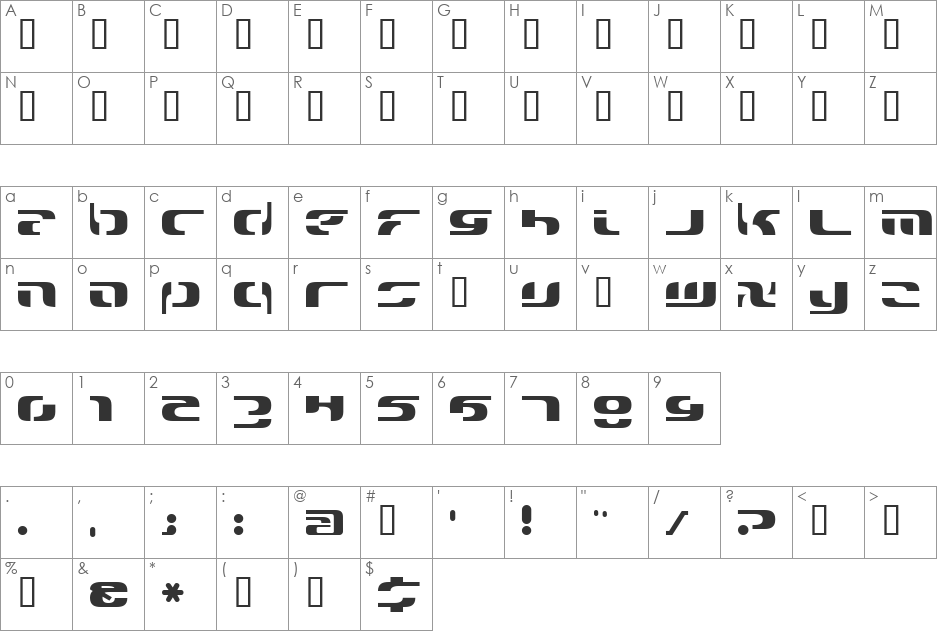 solar2000 font character map preview