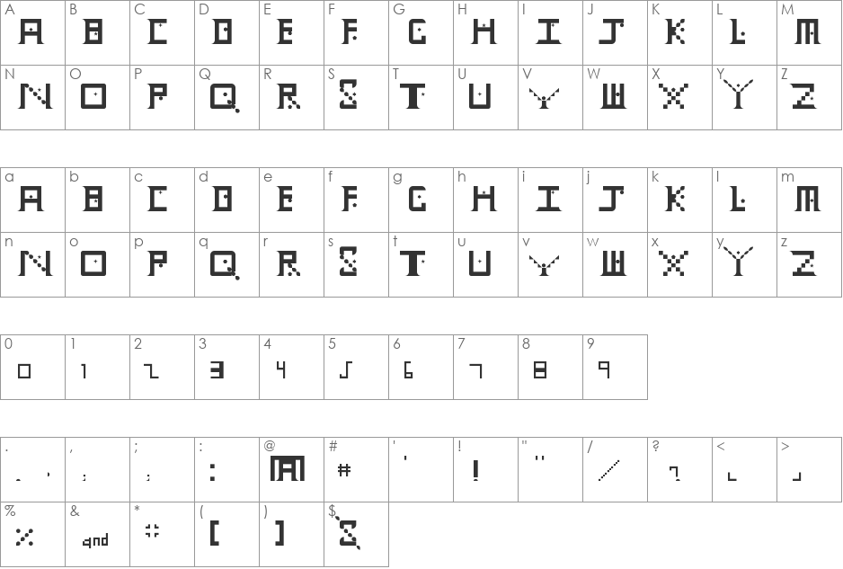 Soldier Capital font character map preview