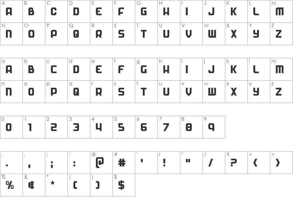 Soldier Condensed font character map preview