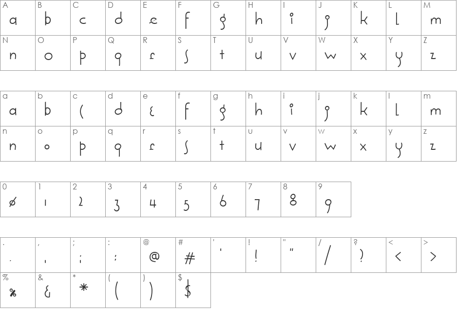 SoleaBetween font character map preview