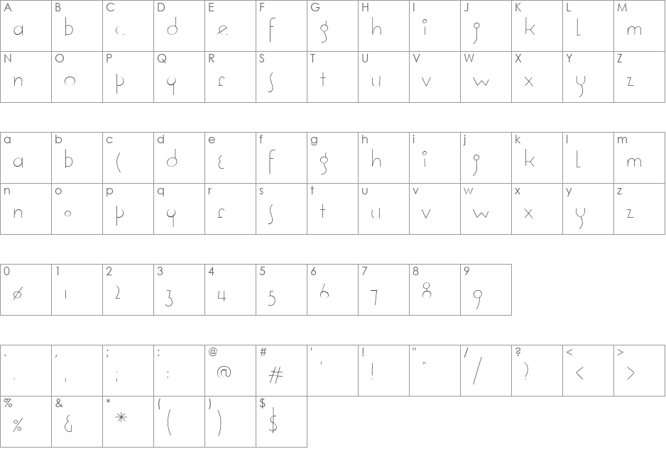 SoleaLight font character map preview