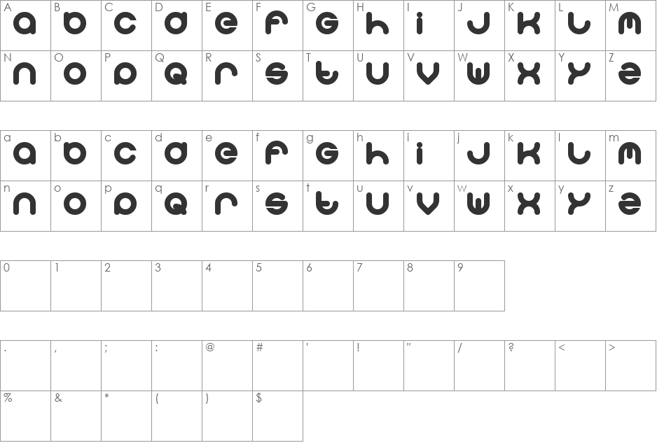 solgas font character map preview