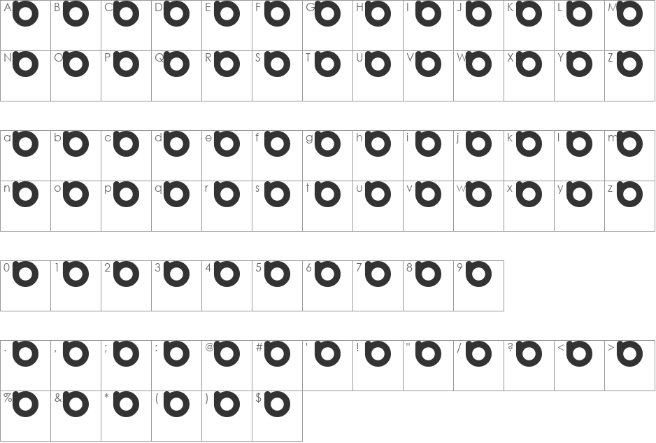 solgas font character map preview