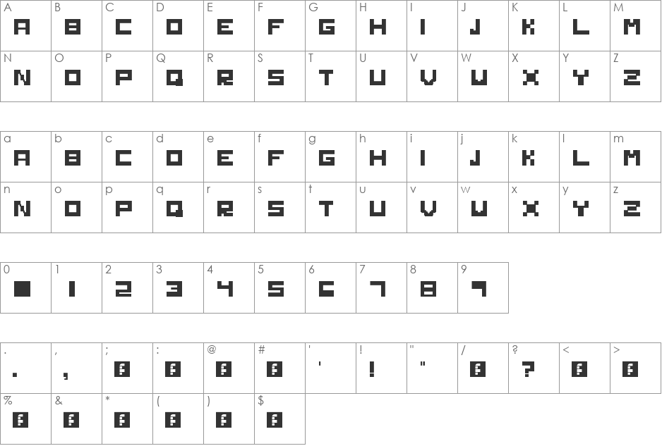 Solid font character map preview