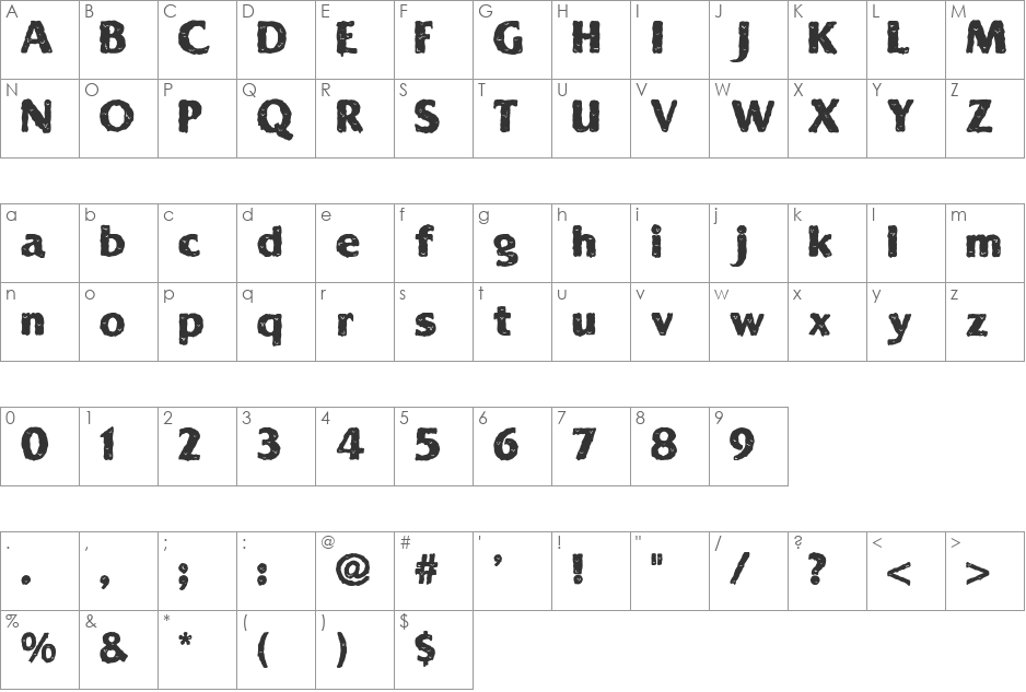 Solid Ooky font character map preview