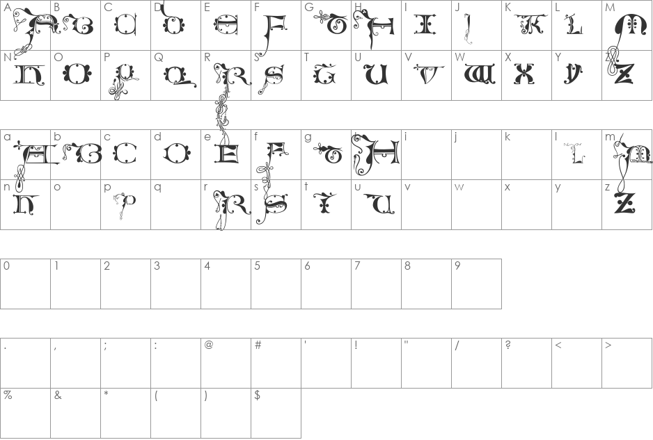 Solitaire font character map preview