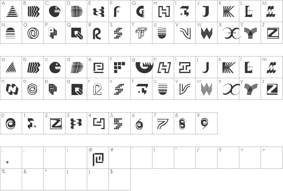 Solitaires font character map preview