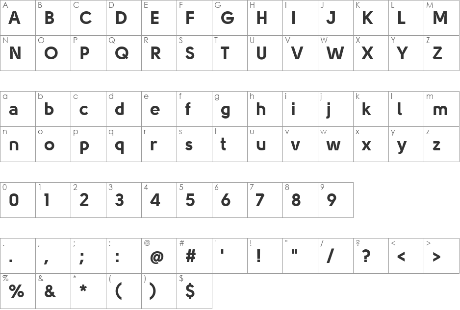 Solomon font character map preview