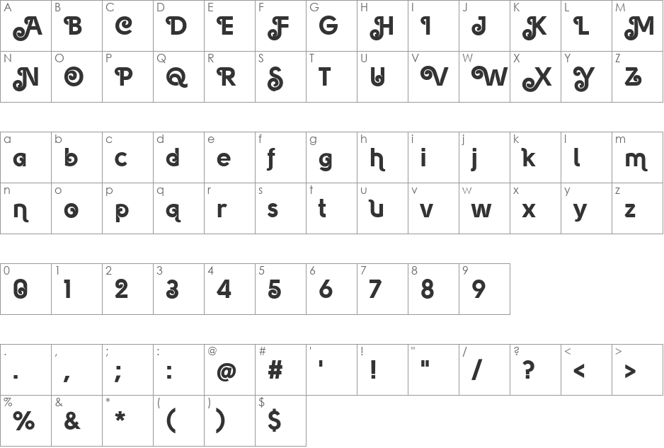 Solomon Deco font character map preview