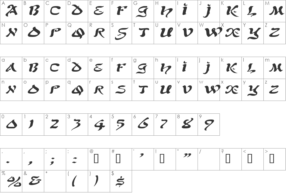 SolomonExtended font character map preview