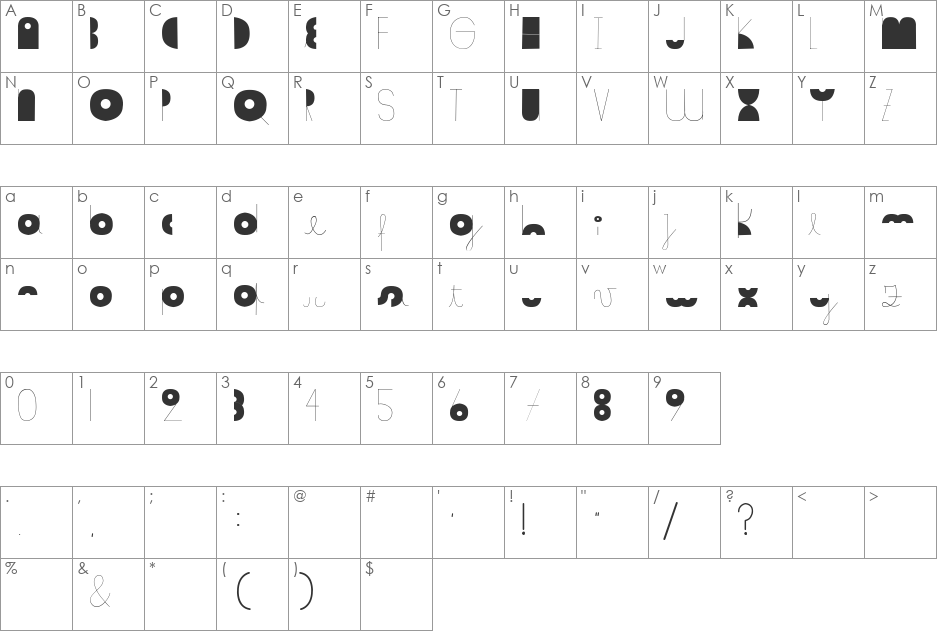 somalove font character map preview