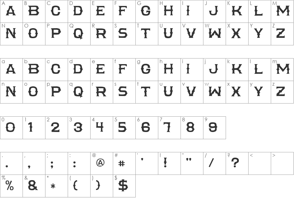 Sombra font character map preview