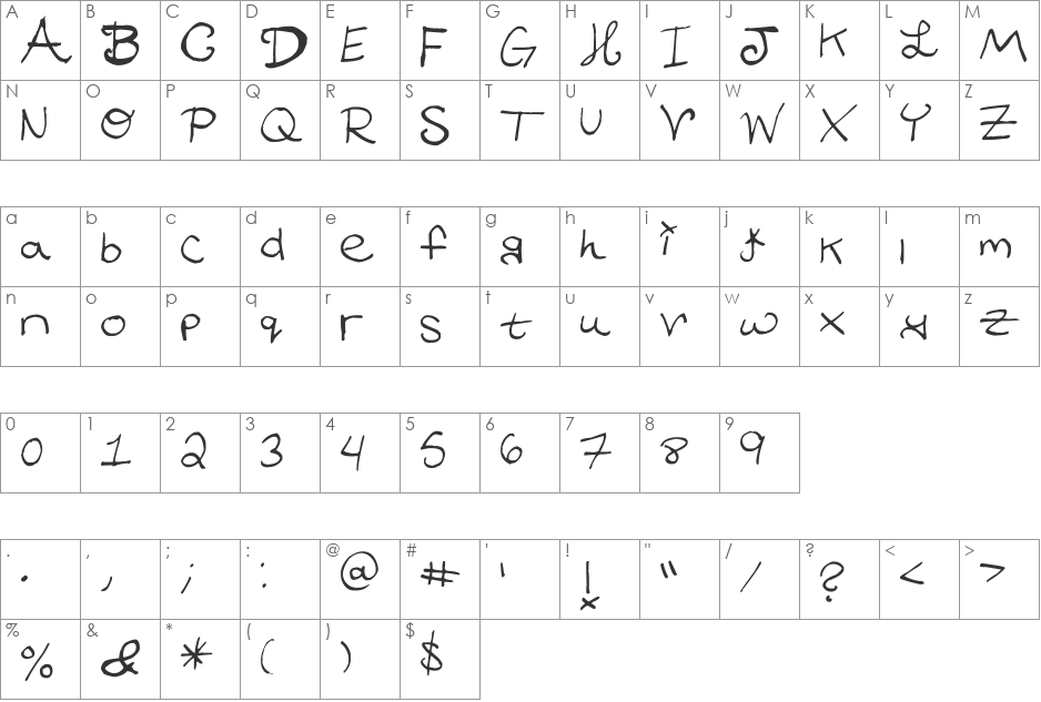 SombrexRomantique font character map preview