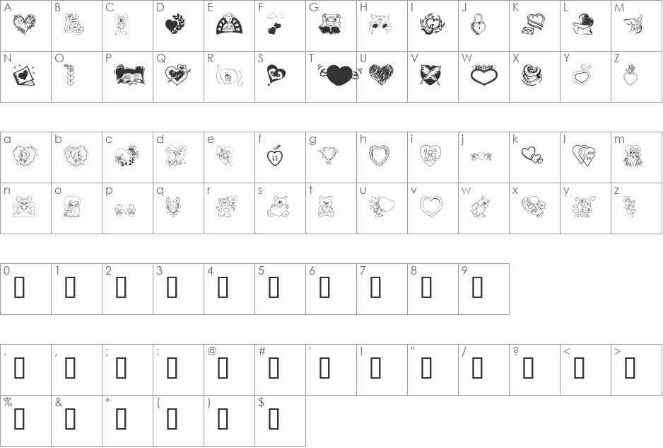 Someone Special font character map preview