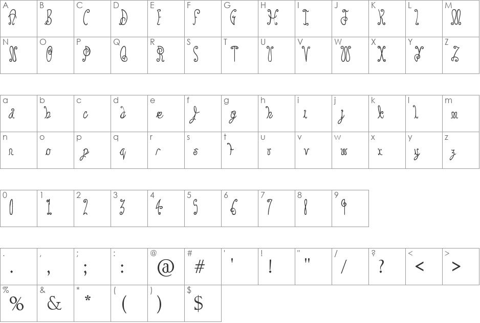 Something Beautiful font character map preview