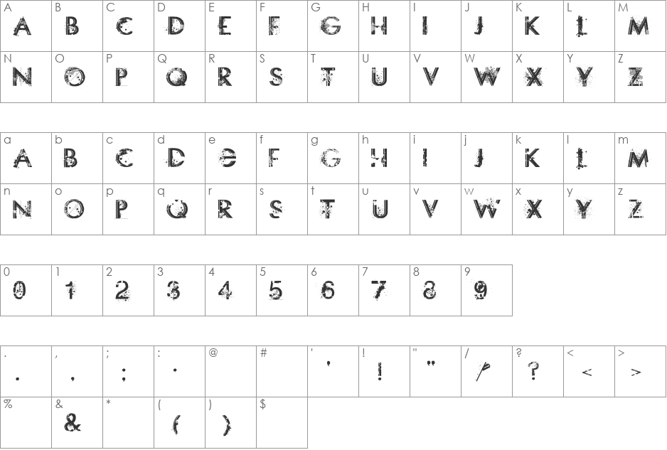 Something Dangerous font character map preview