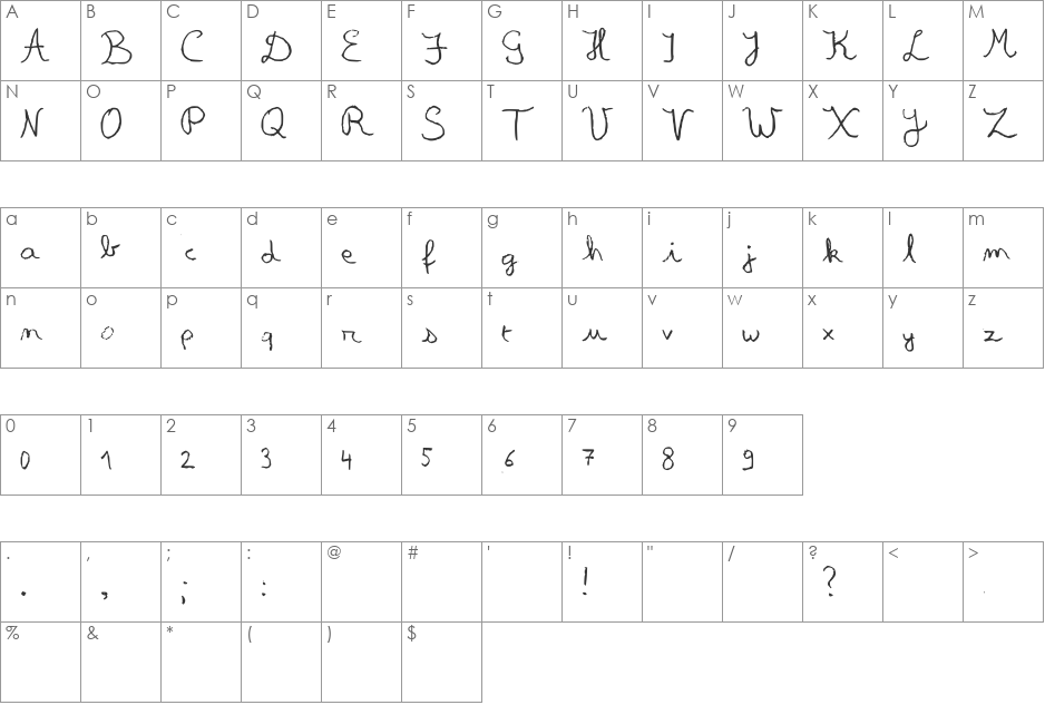 Something Olde font character map preview