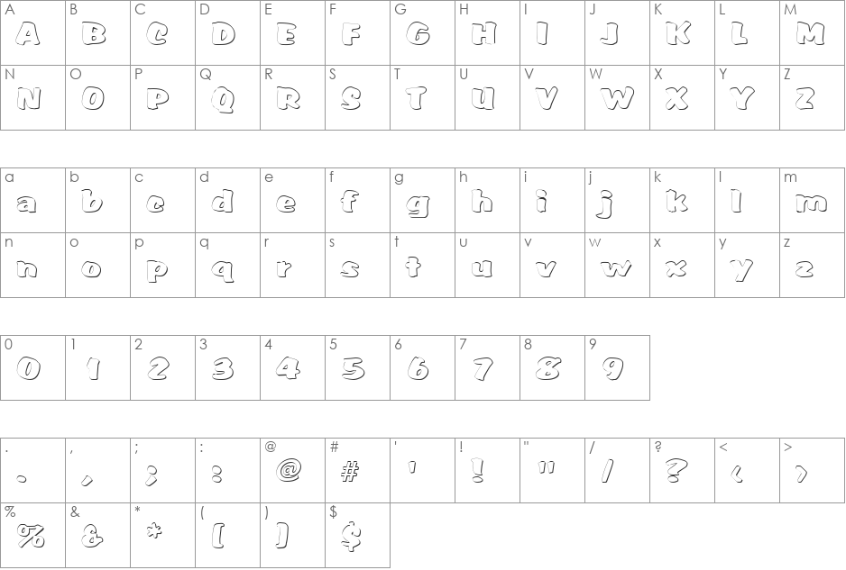 Somora font character map preview