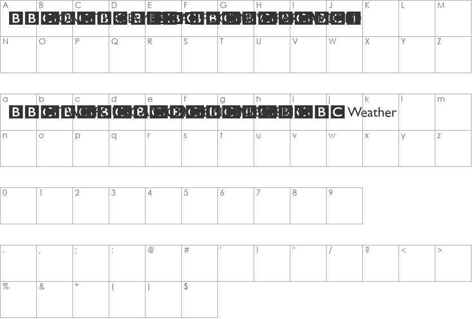 BBC Striped Channel Logos font character map preview