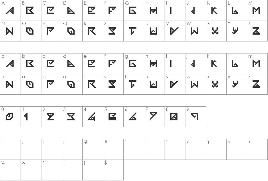 Songket Minang font character map preview