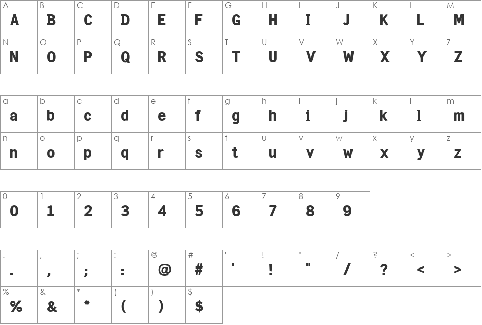 SonGothic font character map preview