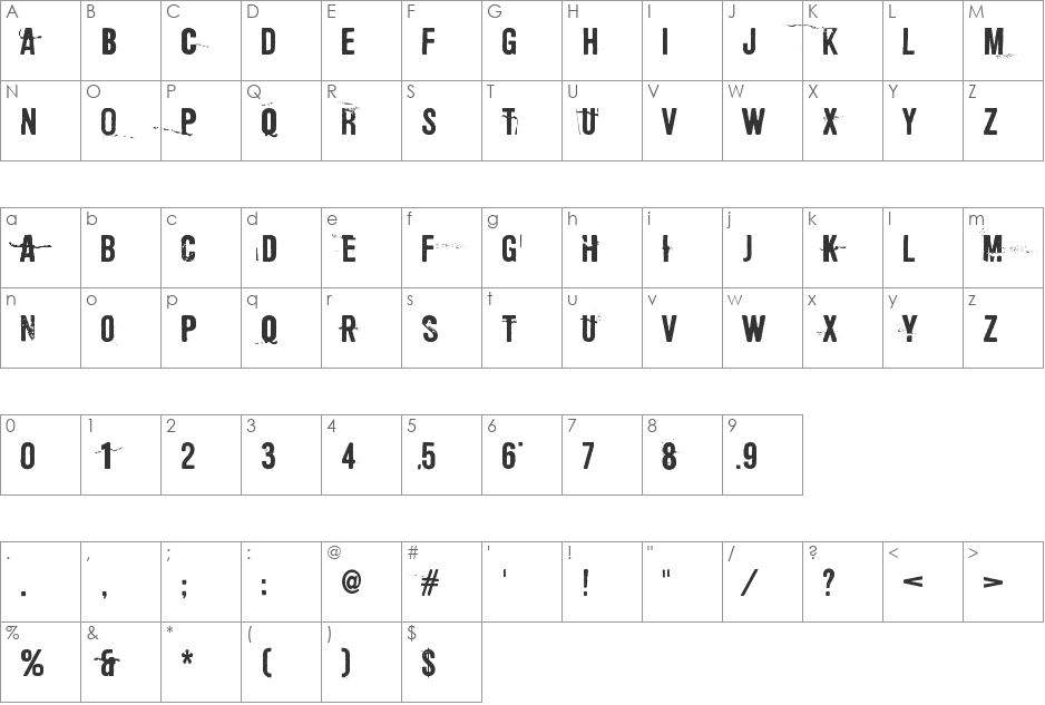 Sonic Barrier font character map preview