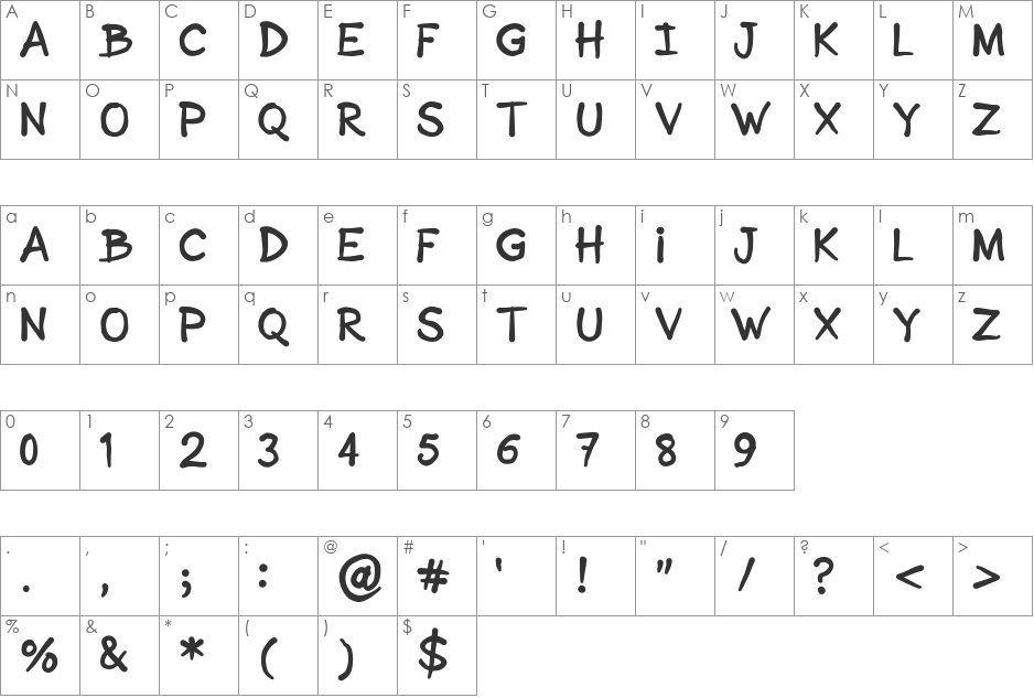 Sonic Comics font character map preview