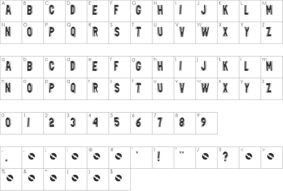 SonicReverb font character map preview