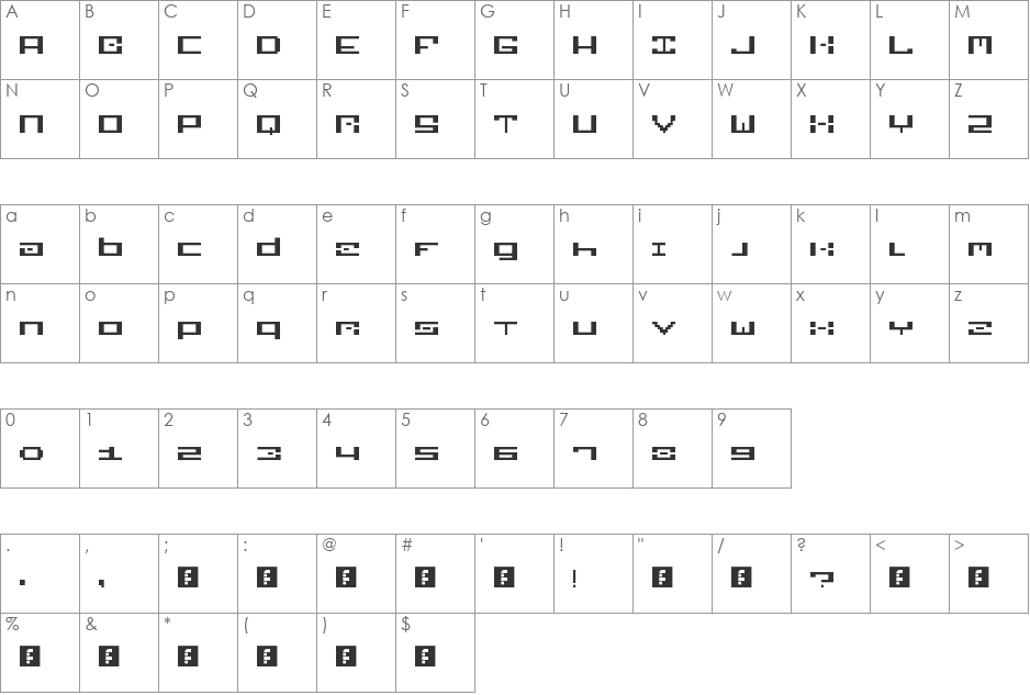 Sonnenmorder font character map preview