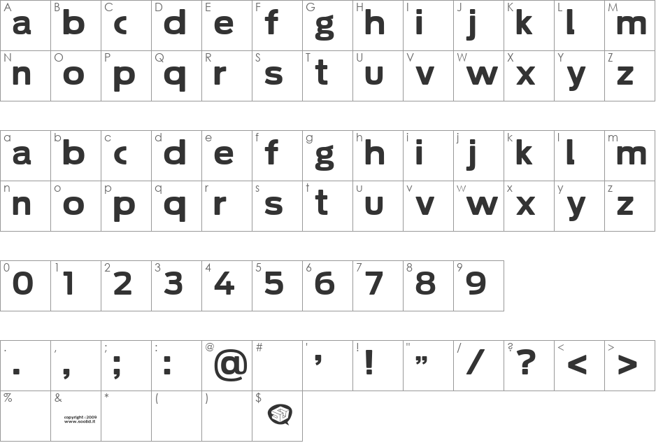 Soolidium font character map preview