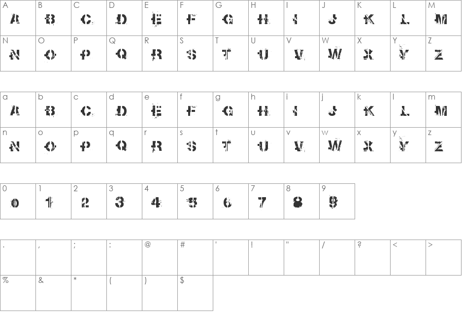 soot break font character map preview