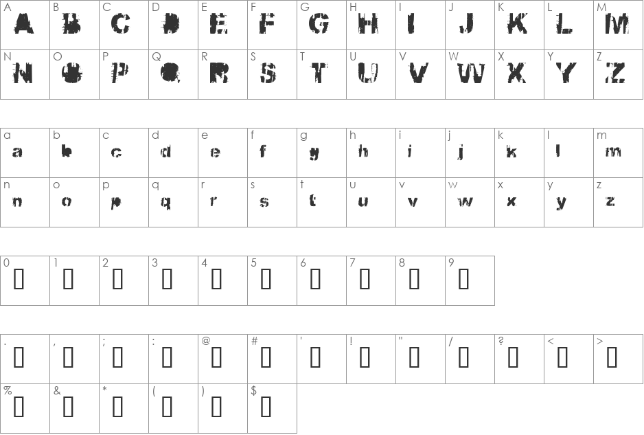 BBQcow font character map preview