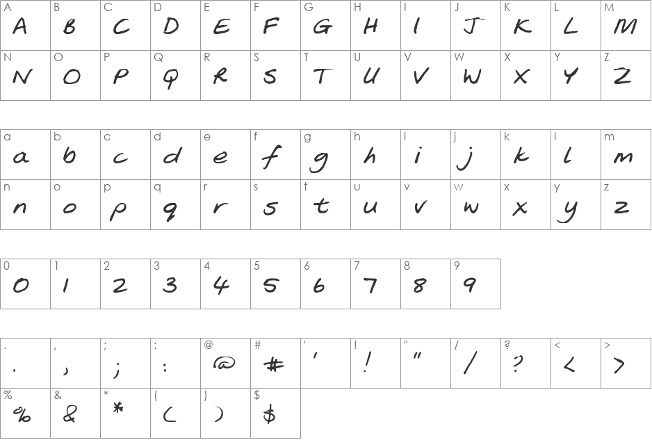 Soozle font character map preview