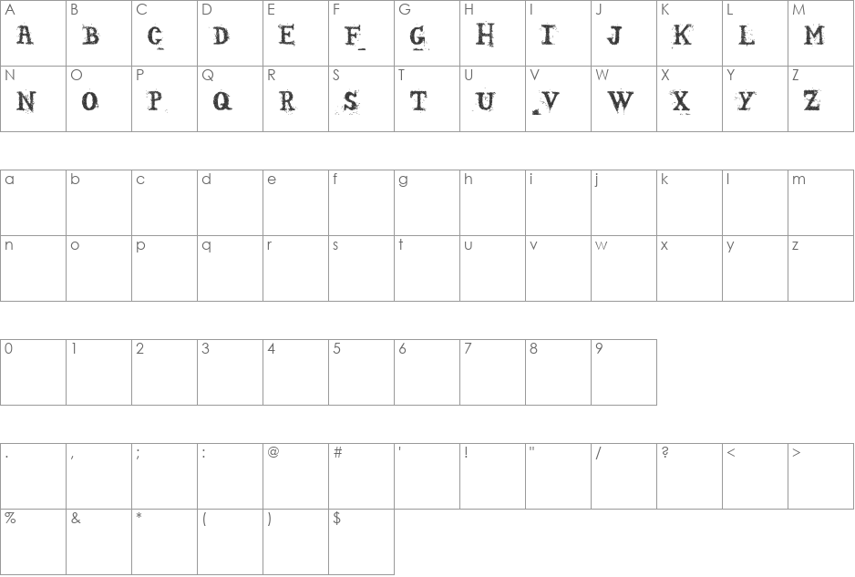 SOPA DE LETRAS font character map preview