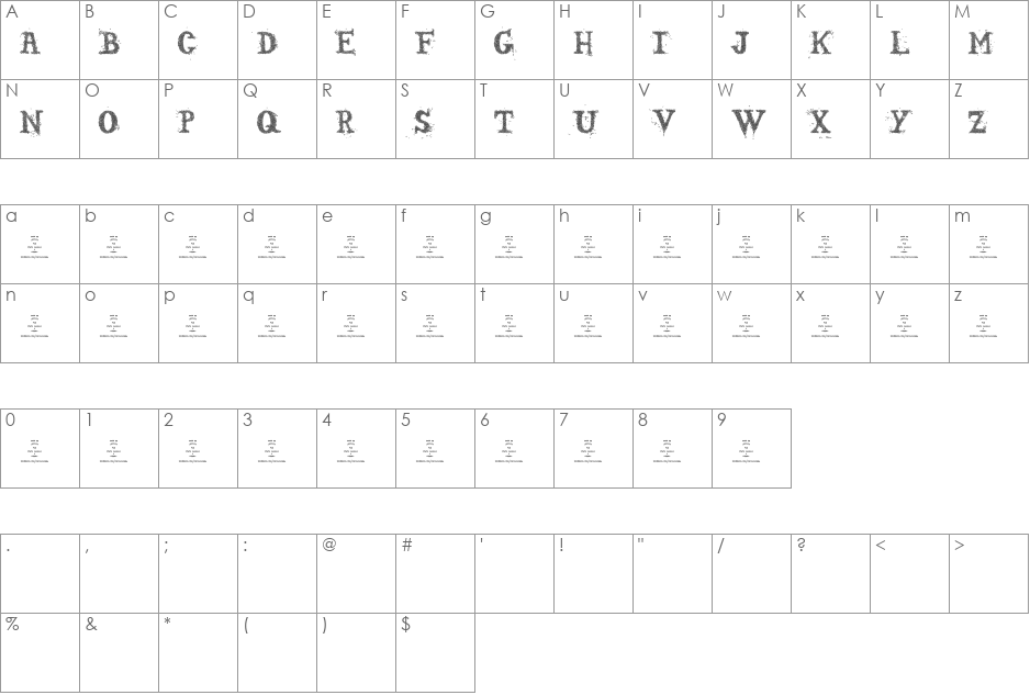 Sopa de letras font character map preview