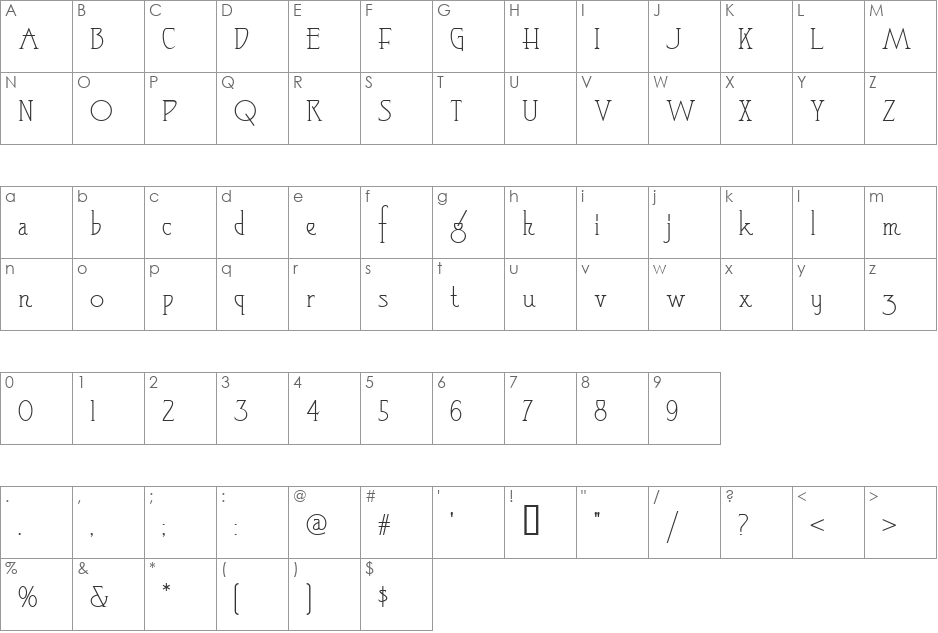 SophisticatedLadyNF font character map preview