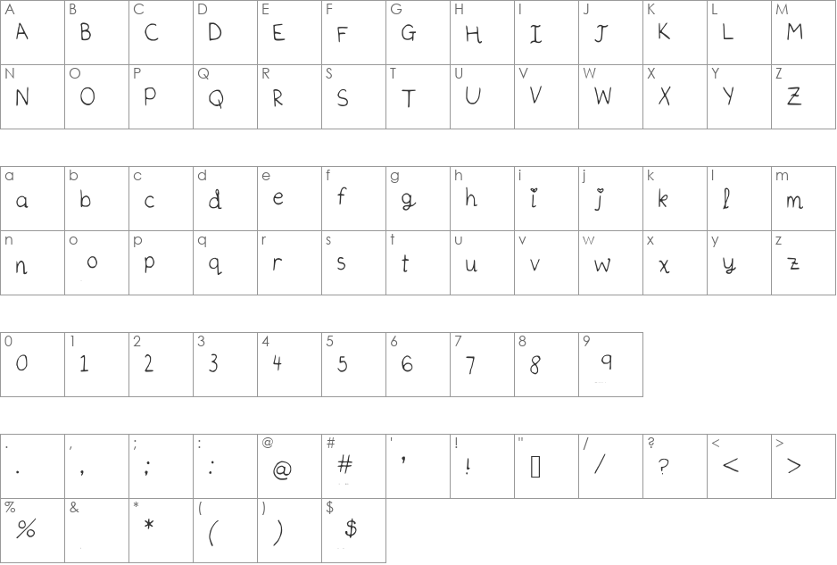 Sophomore font character map preview