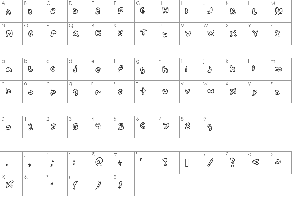 SophySoph font character map preview