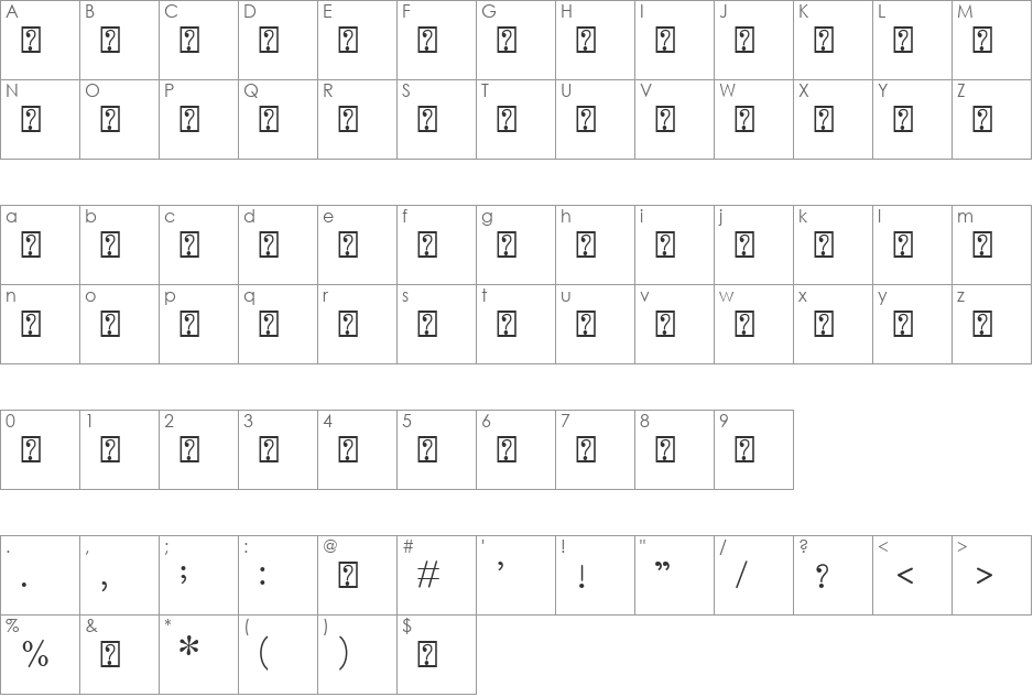 Sornaly font character map preview